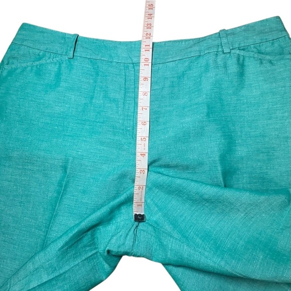 TALBOTS Linen Cotton Blend 10” Shorts Seafoam Green Zip / Button Closure Sz 14 - Picture 7 of 10